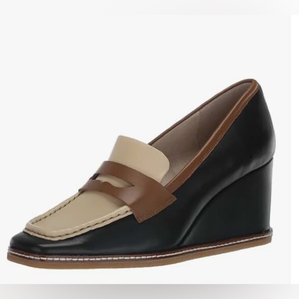 Sanctuary Black and Tan Wedge Loafers